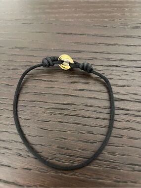 Cartier Black Cord Bracelet with Gold Button Charm
